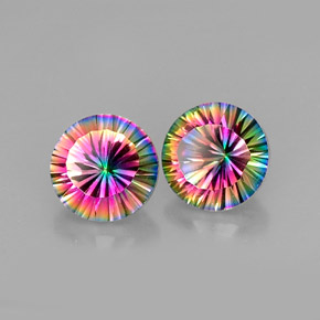 캐럿 천연 탑 레인보우 신비한 석영 보석, 라운드 컷, VVS-VS