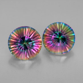 캐럿 천연 탑 레인보우 미스틱 쿼츠 보석, 라운드 컷, 8.87 mm, VVS-VS
