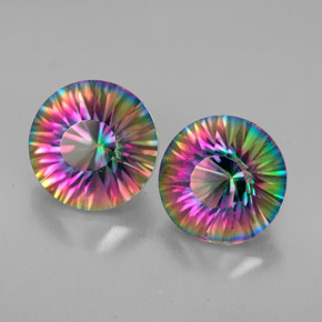 캐럿 천연 탑 레인보우 미스틱 쿼츠 보석, 라운드 컷, 8.87 mm, VVS-VS