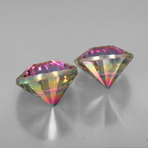 캐럿 천연 탑 레인보우 미스틱 쿼츠 보석, 라운드 컷, 8.87 mm, VVS-VS