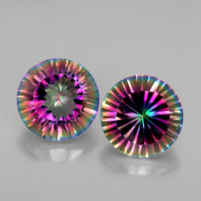 캐럿 천연 탑 레인보우 미스틱 쿼츠 보석, 라운드 컷, 9.12 mm, VVS-VS