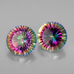 캐럿 천연 탑 레인보우 미스틱 쿼츠 보석, 라운드 컷, 9.12 mm, VVS-VS