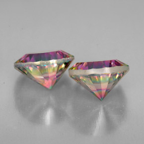 캐럿 천연 탑 레인보우 미스틱 쿼츠 보석, 라운드 컷, 9.12 mm, VVS-VS