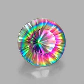 2.25캐럿 천연 탑 레인보우 미스틱 쿼츠, 라운드 컷, 8.88 mm, VVS-VS