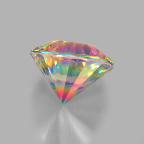 2.25캐럿 천연 탑 레인보우 미스틱 쿼츠, 라운드 컷, 8.88 mm, VVS-VS