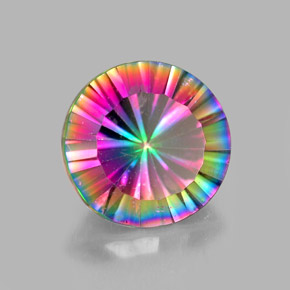 2.25캐럿 천연 탑 레인보우 미스틱 쿼츠, 라운드 컷, 9.03 mm, VVS-VS