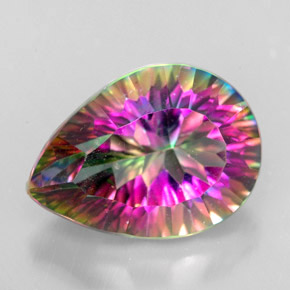 5.40캐럿 천연 탑 레인보우 미스틱 쿼츠, 배 모양, 14×10.1 mm, VVS-VS