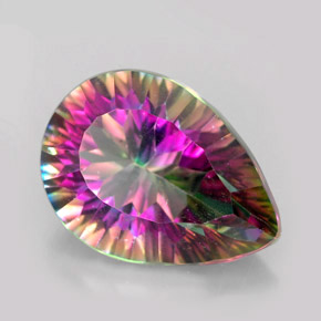 5.40캐럿 천연 탑 레인보우 미스틱 쿼츠, 배 모양, 14×10.1 mm, VVS-VS