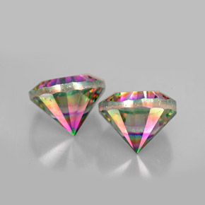 캐럿 천연 탑 레인보우 미스틱 쿼츠 보석, 라운드 컷, 9.12 mm, VVS