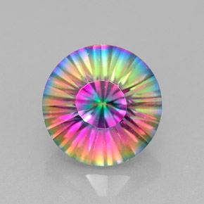 2.87캐럿 천연 탑 레인보우 미스틱 쿼츠, 라운드 컷, 9.18 mm, VVS