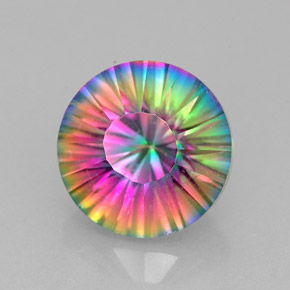 2.87캐럿 천연 탑 레인보우 미스틱 쿼츠, 라운드 컷, 9.18 mm, VVS