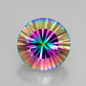 2.75캐럿 천연 탑 레인보우 미스틱 쿼츠, 라운드 컷, 9.04 mm, VVS