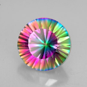 2.75캐럿 천연 탑 레인보우 미스틱 쿼츠, 라운드 컷, 9.04 mm, VVS