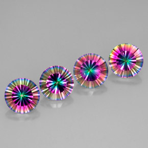 캐럿 천연 탑 레인보우 미스틱 쿼츠 보석, 라운드 컷, 9.12 mm, VVS
