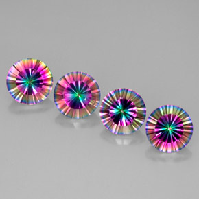 캐럿 천연 탑 레인보우 미스틱 쿼츠 보석, 라운드 컷, 9.12 mm, VVS