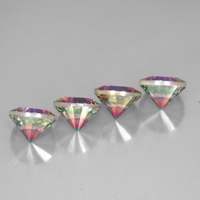 캐럿 천연 탑 레인보우 미스틱 쿼츠 보석, 라운드 컷, 9.12 mm, VVS