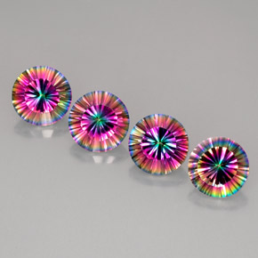 캐럿 천연 탑 레인보우 미스틱 쿼츠 보석, 라운드 컷, 9.01 mm, VVS