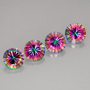 캐럿 천연 탑 레인보우 미스틱 쿼츠 보석, 라운드 컷, 9.01 mm, VVS