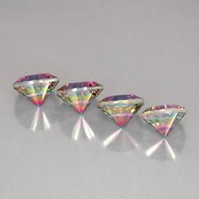 캐럿 천연 탑 레인보우 미스틱 쿼츠 보석, 라운드 컷, 9.01 mm, VVS