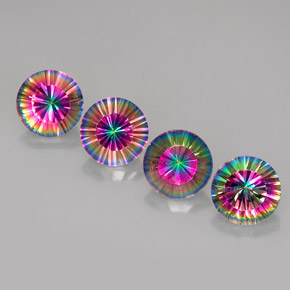 캐럿 천연 탑 레인보우 신비한 석영 보석, 라운드 컷, VVS