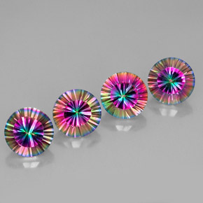 캐럿 천연 탑 레인보우 미스틱 쿼츠 보석, 라운드 컷, 9.20 mm, VVS