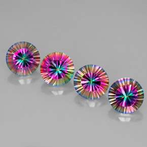 캐럿 천연 탑 레인보우 미스틱 쿼츠 보석, 라운드 컷, 9.20 mm, VVS