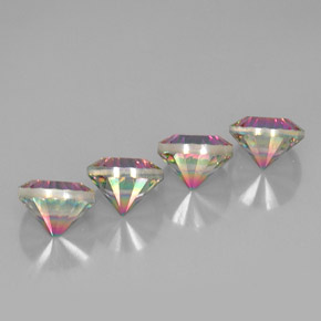 캐럿 천연 탑 레인보우 미스틱 쿼츠 보석, 라운드 컷, 9.20 mm, VVS