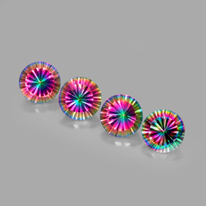 캐럿 천연 탑 레인보우 미스틱 쿼츠 보석, 라운드 컷, 9.08 mm, VVS