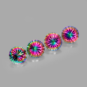 캐럿 천연 탑 레인보우 미스틱 쿼츠 보석, 라운드 컷, 9.08 mm, VVS