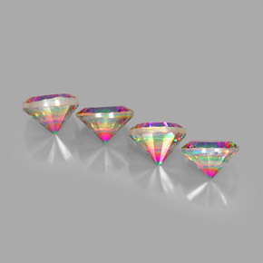 캐럿 천연 탑 레인보우 미스틱 쿼츠 보석, 라운드 컷, 9.08 mm, VVS
