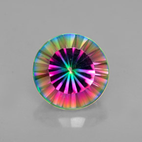 2.46캐럿 천연 탑 레인보우 미스틱 쿼츠, 라운드 컷, 9.02 mm, VVS