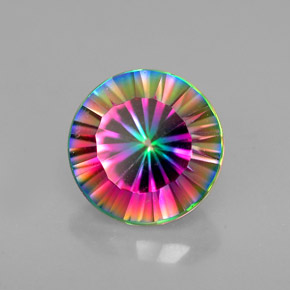 2.46캐럿 천연 탑 레인보우 미스틱 쿼츠, 라운드 컷, 9.02 mm, VVS