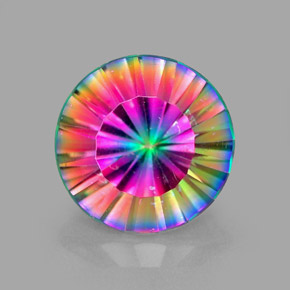 2.25캐럿 천연 탑 레인보우 미스틱 쿼츠, 라운드 컷, 8.92 mm, VVS