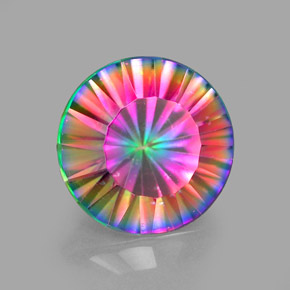2.25캐럿 천연 탑 레인보우 미스틱 쿼츠, 라운드 컷, 8.92 mm, VVS