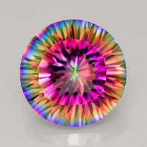 9.19캐럿 천연 탑 레인보우 미스틱 쿼츠, 라운드 컷, 14.10 mm, VVS