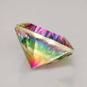 9.19캐럿 천연 탑 레인보우 미스틱 쿼츠, 라운드 컷, 14.10 mm, VVS