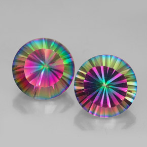 캐럿 천연 탑 레인보우 미스틱 쿼츠 보석, 라운드 컷, 9.09 mm, VVS-VS