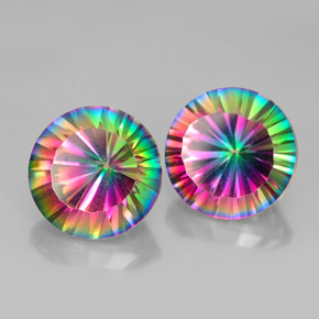 캐럿 천연 탑 레인보우 미스틱 쿼츠 보석, 라운드 컷, 9.09 mm, VVS-VS