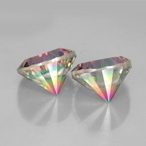 캐럿 천연 탑 레인보우 미스틱 쿼츠 보석, 라운드 컷, 9.09 mm, VVS-VS