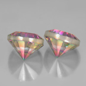 캐럿 천연 탑 레인보우 신비한 석영 보석, 라운드 컷, VVS-VS