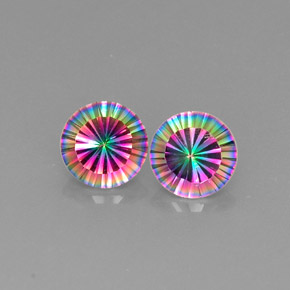 캐럿 천연 탑 레인보우 미스틱 쿼츠 보석, 라운드 컷, 9.21 mm, VVS-VS
