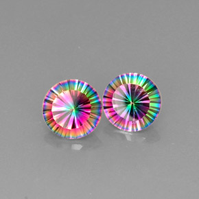 캐럿 천연 탑 레인보우 미스틱 쿼츠 보석, 라운드 컷, 9.21 mm, VVS-VS