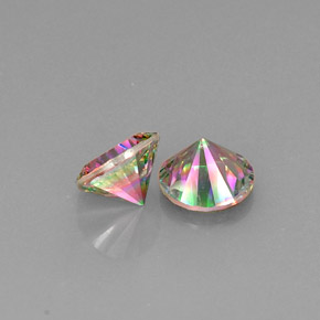 캐럿 천연 탑 레인보우 미스틱 쿼츠 보석, 라운드 컷, 9.21 mm, VVS-VS
