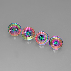 캐럿 천연 탑 레인보우 미스틱 쿼츠 보석, 라운드 컷, 9.20 mm, VVS-VS