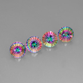 캐럿 천연 탑 레인보우 미스틱 쿼츠 보석, 라운드 컷, 9.20 mm, VVS-VS