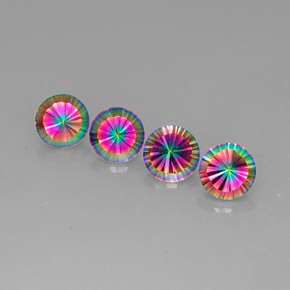 캐럿 천연 탑 레인보우 미스틱 쿼츠 보석, 라운드 컷, 9.04 mm, VVS-VS