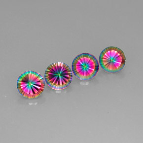 캐럿 천연 탑 레인보우 미스틱 쿼츠 보석, 라운드 컷, 9.04 mm, VVS-VS