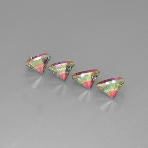 캐럿 천연 탑 레인보우 미스틱 쿼츠 보석, 라운드 컷, 9.04 mm, VVS-VS