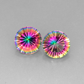 캐럿 천연 탑 레인보우 미스틱 쿼츠 보석, 라운드 컷, 8.92 mm, VVS-VS