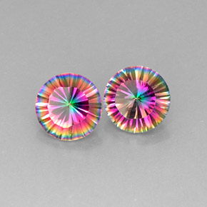 캐럿 천연 탑 레인보우 미스틱 쿼츠 보석, 라운드 컷, 8.92 mm, VVS-VS